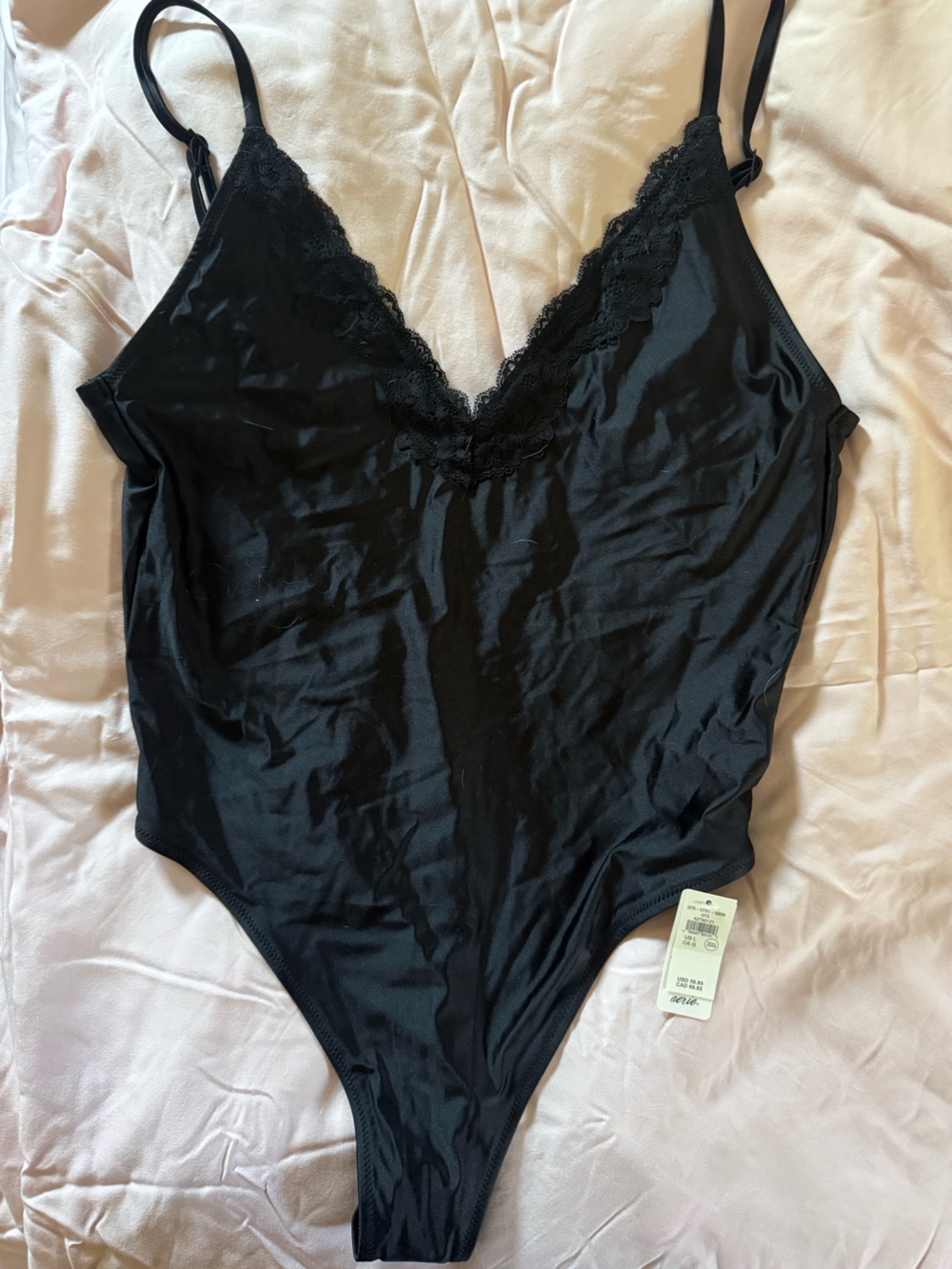 NWT Aerie Black Cheeky One Piece Swimsuit Size Large